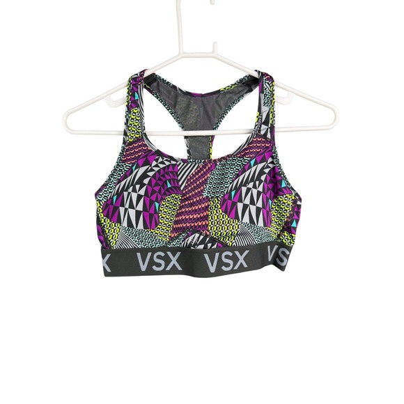 Victorias Secret VSX Sport Bra Shorts Set Womens Medium Multicolor Geometric - Picture 3 of 10